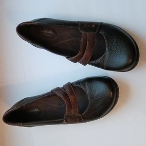 Clarks black/brown leather Mary Jane flats-sz 10M